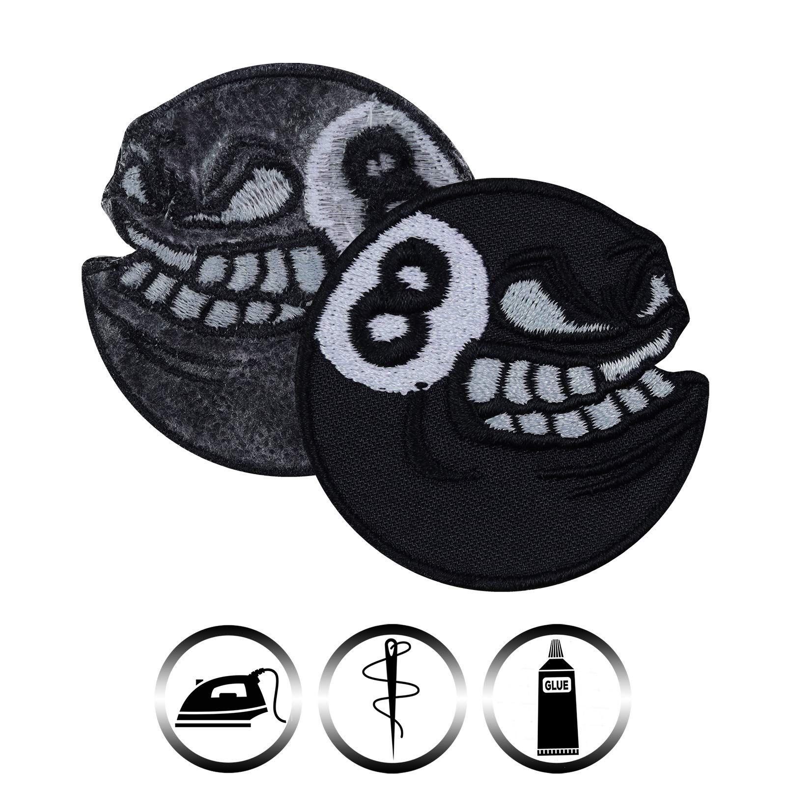 Angry Balls Billiard Iron On Patch - Smiley Sew On Applique for Pool Players, Sports Fans & Pets (1.96x1.96 Inch) - Perfect for Jackets, Jeans, Hats & Backpacks - Great Gift for Billiard Enthusiasts & DIY Craft Projects