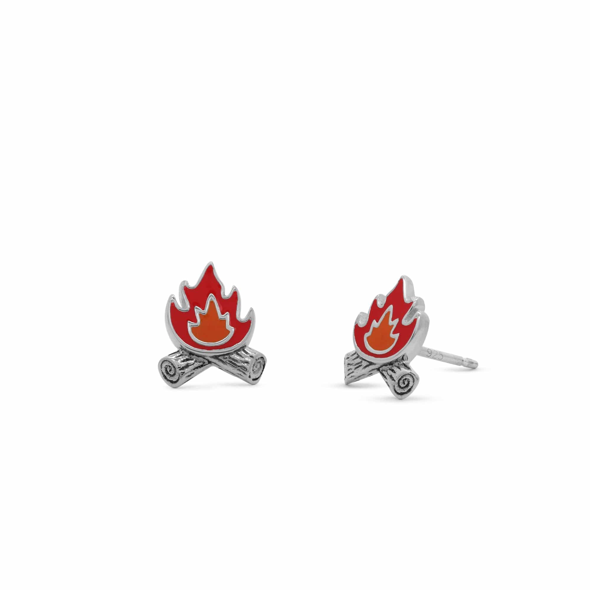 Vintage Enamel Campfire Stud Earrings - Handmade Boho Jewelry for Women, Perfect for Outdoor Adventures, Camping Trips & Music Festivals