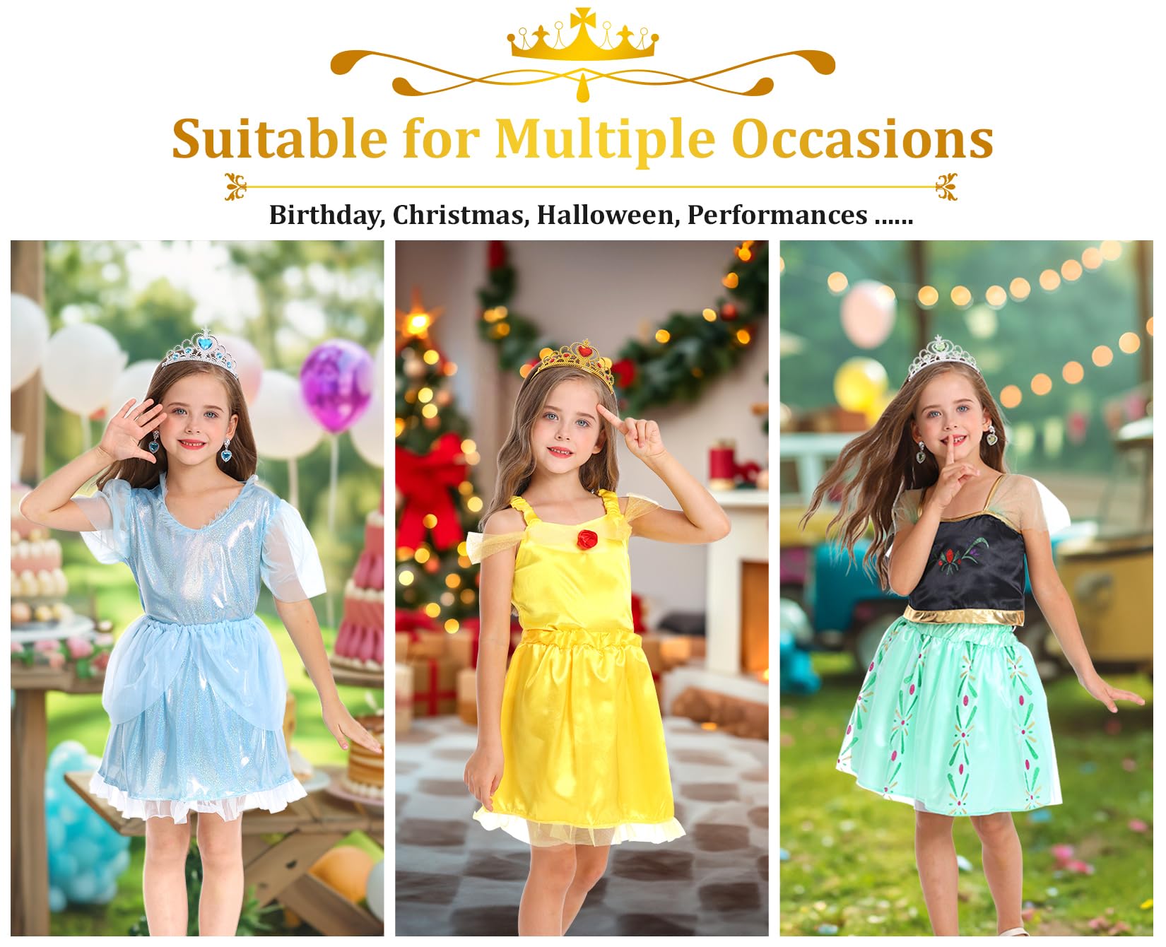 18-Piece Princess Dress Up Costume Set for Girls 3-6 Years Old | Pretend Play, Birthday & Christmas Gift | Toddler Role Play Outfits for Parties, Tea Time & Imagination Play
