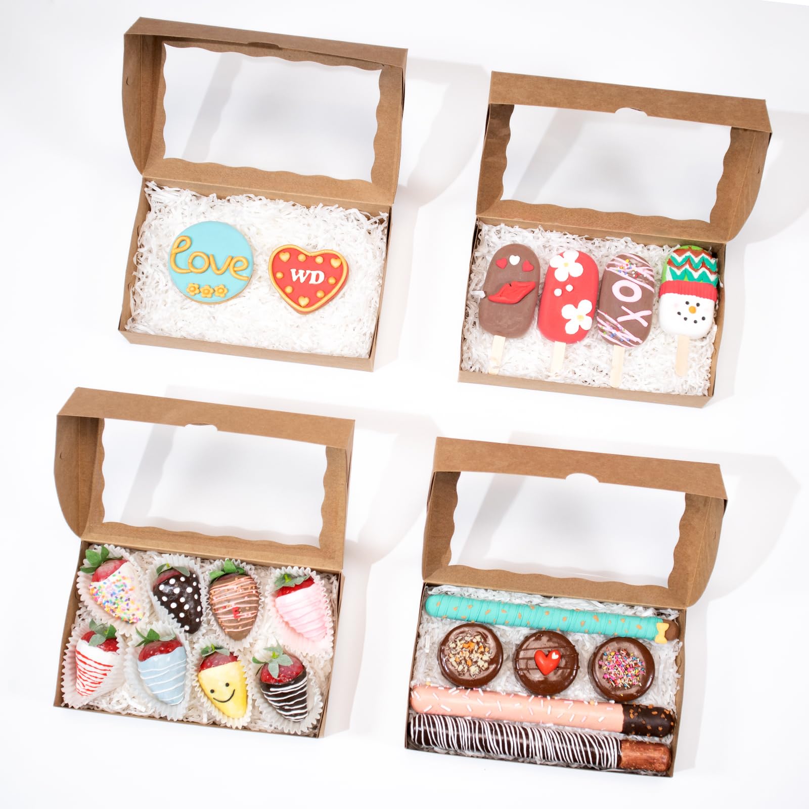 SLShePack 20PCS 8x5x2 Inch Clear Window Bakery Cookie Boxes - Perfect for Cakesicles, Chocolate Truffles, Chocolate Covered Strawberries, Pretzels & More | Ideal for Bakeries, Dessert Shops & Gift Packaging