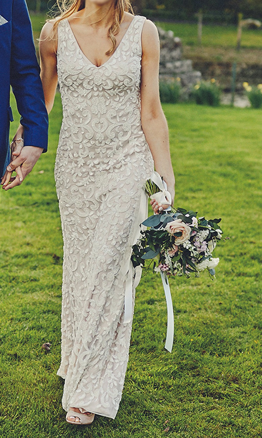 BHLDN Lotus Threads Meghan Gown - Elegant Wedding Dress for Brides, Perfect for Beach & Garden Ceremonies