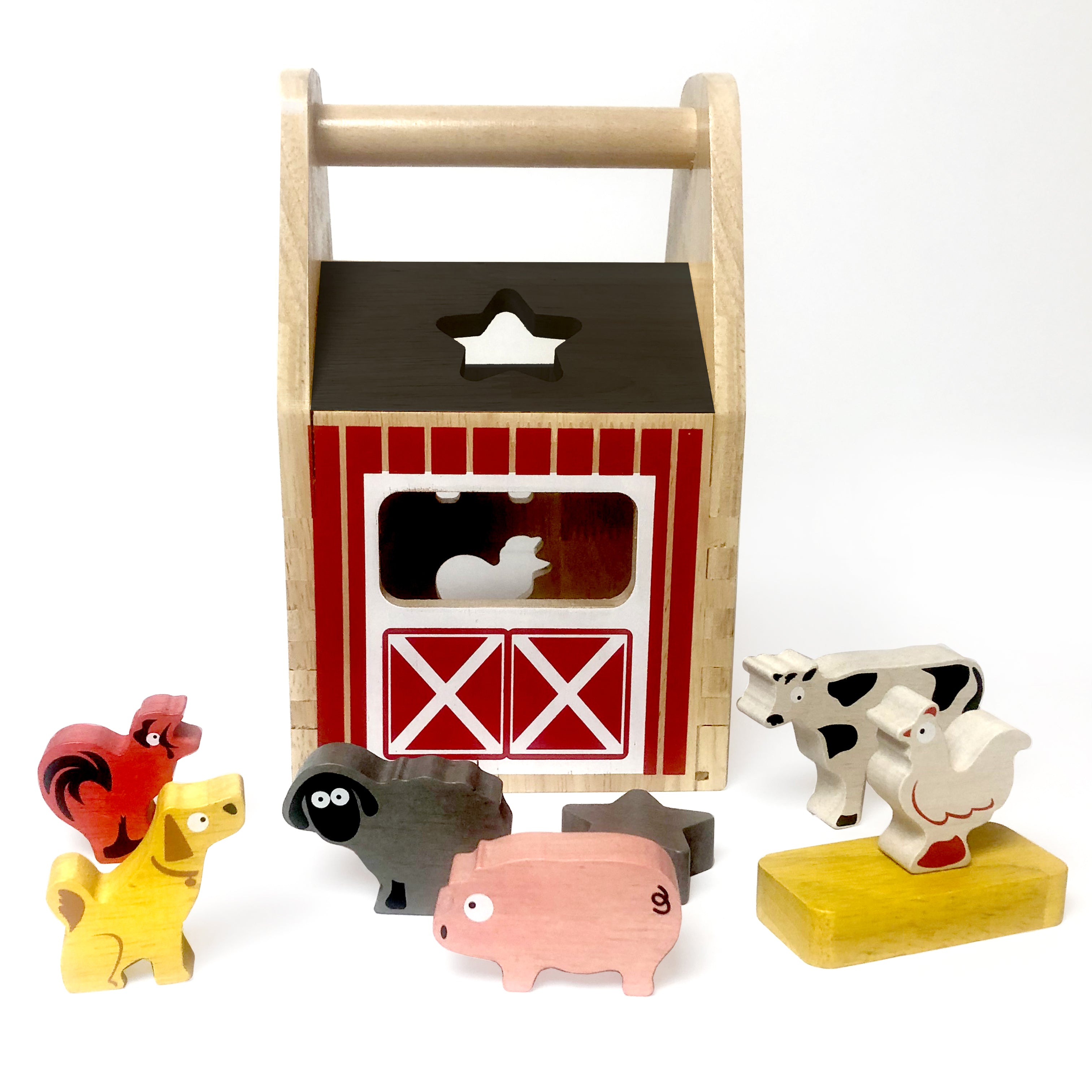 BeginAgain Barnyard Shape Sorter - Educational Wooden Animal Puzzle Toy for Toddlers | Perfect for Early Learning & Montessori Playtime
