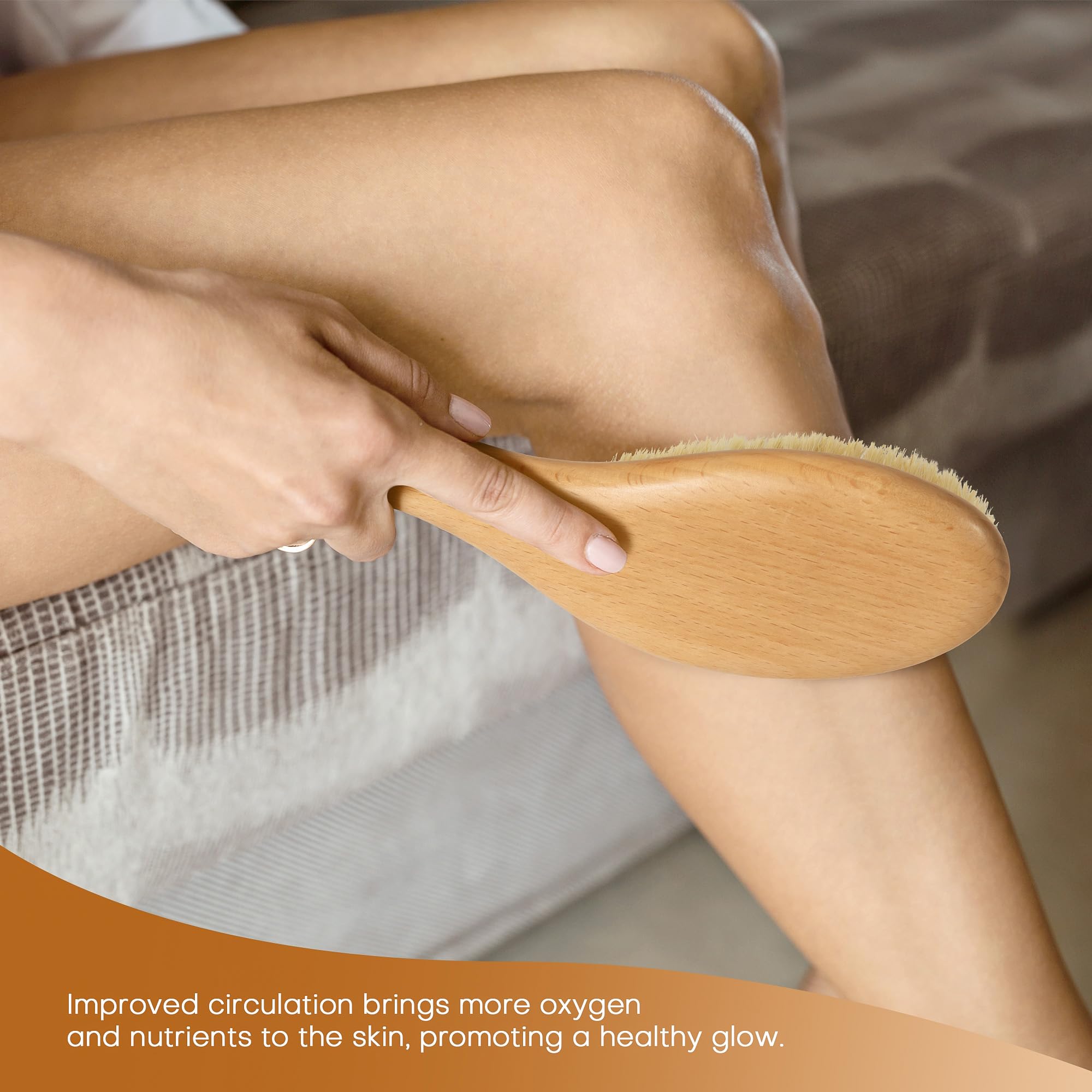 Natural Bristle Dry Body Brush for Exfoliation & Lymphatic Drainage - Cellulite Reduction & Skin Care - Perfect for Spa, Shower & Self-Care Routine