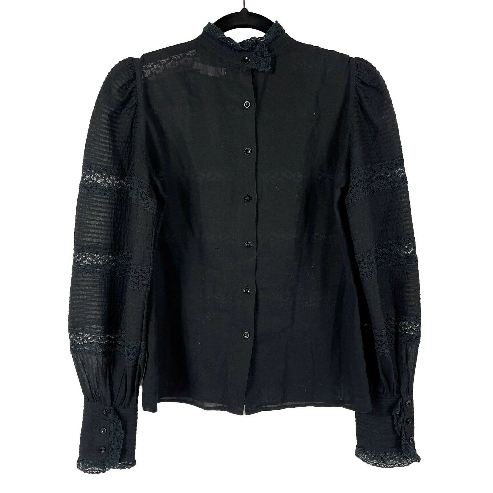 ISABEL MARANT ETOILE Ria High Neck Lace Blouse - Women's Elegant Black Lace Top Size US 4 (S) for Party, Wedding & Evening Occasions
