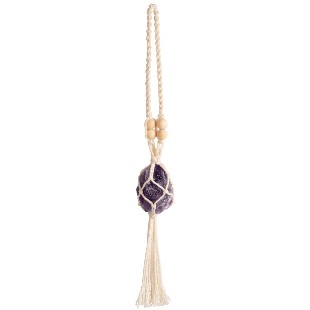 Natural Amethyst Crystal Car Hanging Ornament - Healing Crystal Decor for Vehicles, Home & Christmas Party | Feng Shui Car Charm, Indoor Decoration & Spiritual Gift
