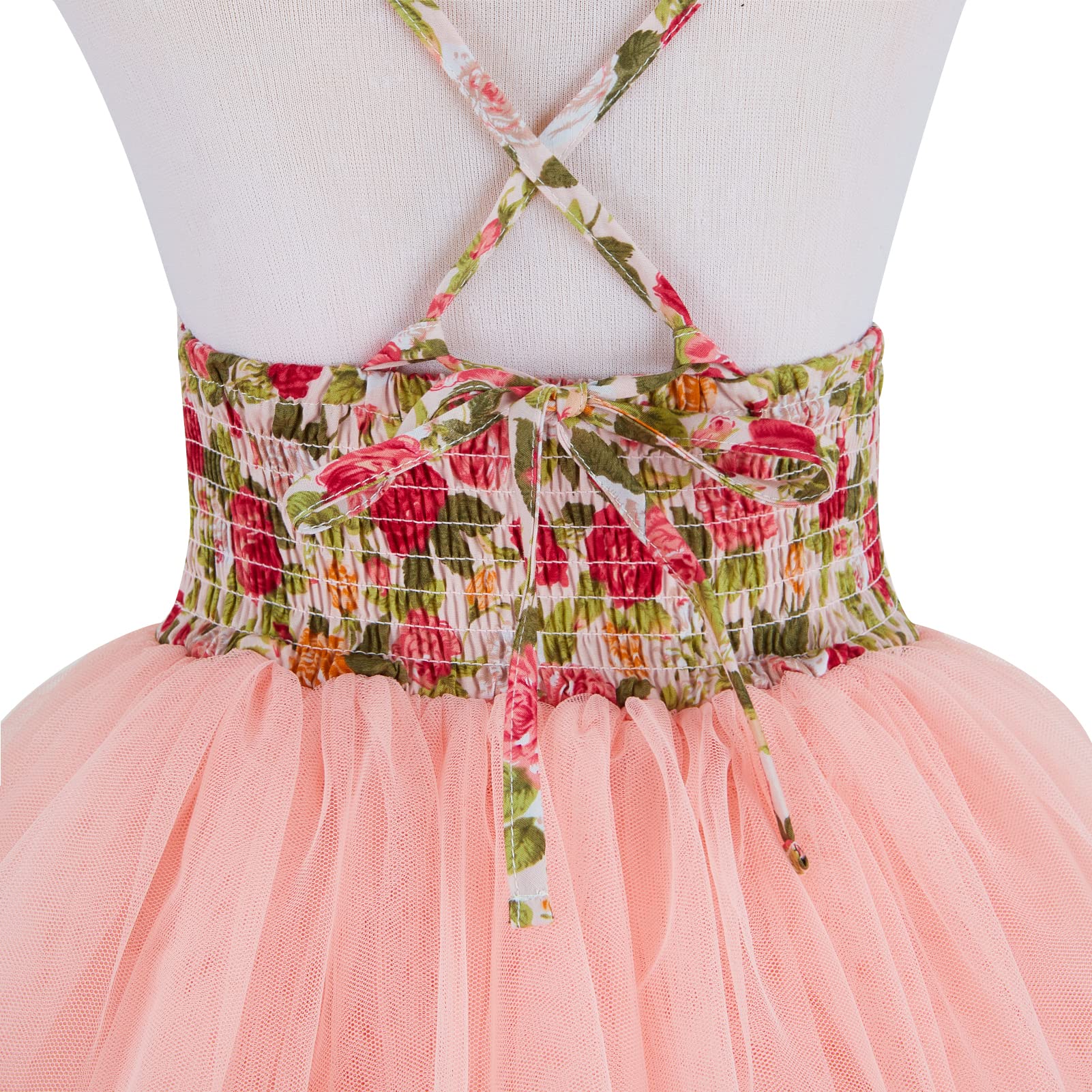 Girls Casual Tulle Dress with Floral Print - Baby Princess Party Dress for Birthday, Dance Recital & Special Occasions