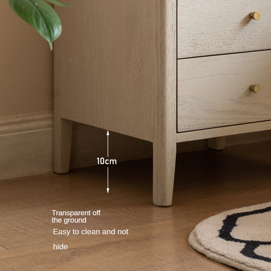 Solid Oak Wood Nightstand - Cream Finish, Modern Bedside Table for Bedroom, Living Room, or Nursery Furniture
