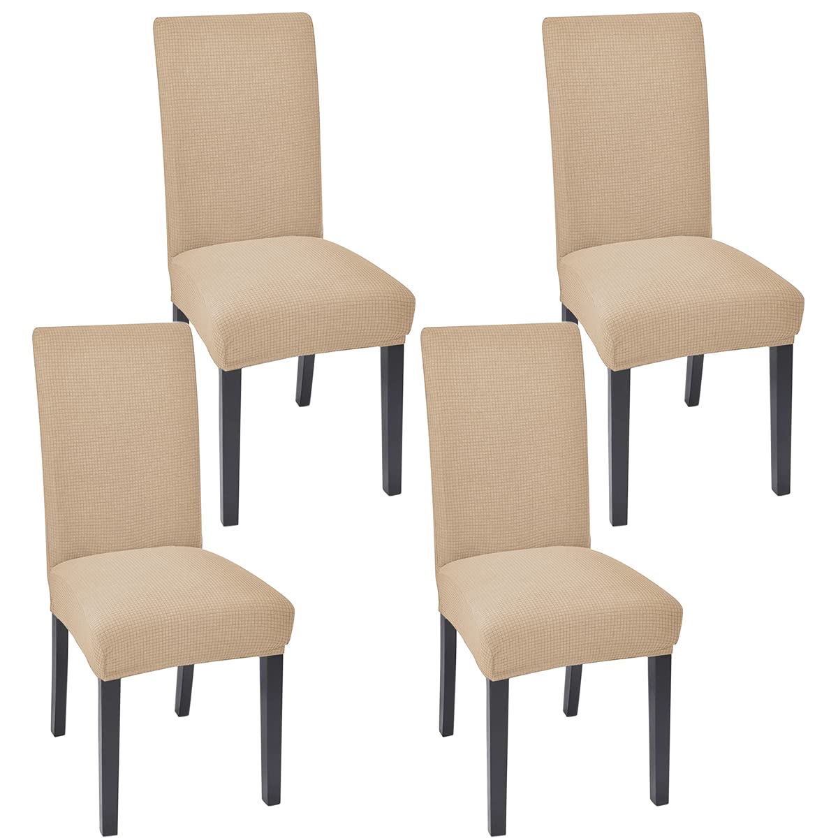 Aertiavty 4-Piece Dining Chair Covers Set - Light Khaki Slipcovers for Kitchen & Parsons Chairs | Waterproof & Stretchable Fabric | Perfect for Home, Restaurant, and Office Use
