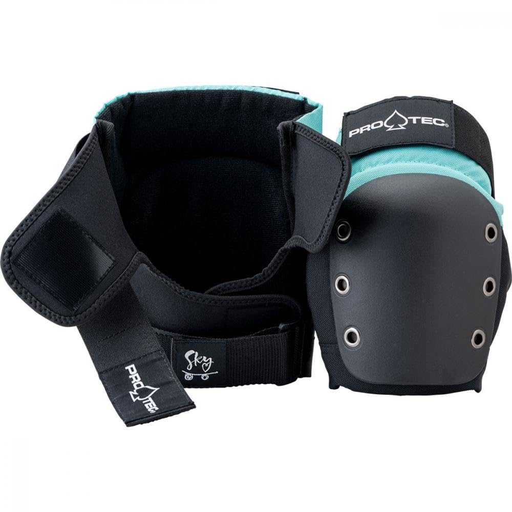 Pro-Tec Sky Brown Pro Knee Pads - Black/Blue - Large Size - Protective Gear for Skateboarding, BMX & Extreme Sports