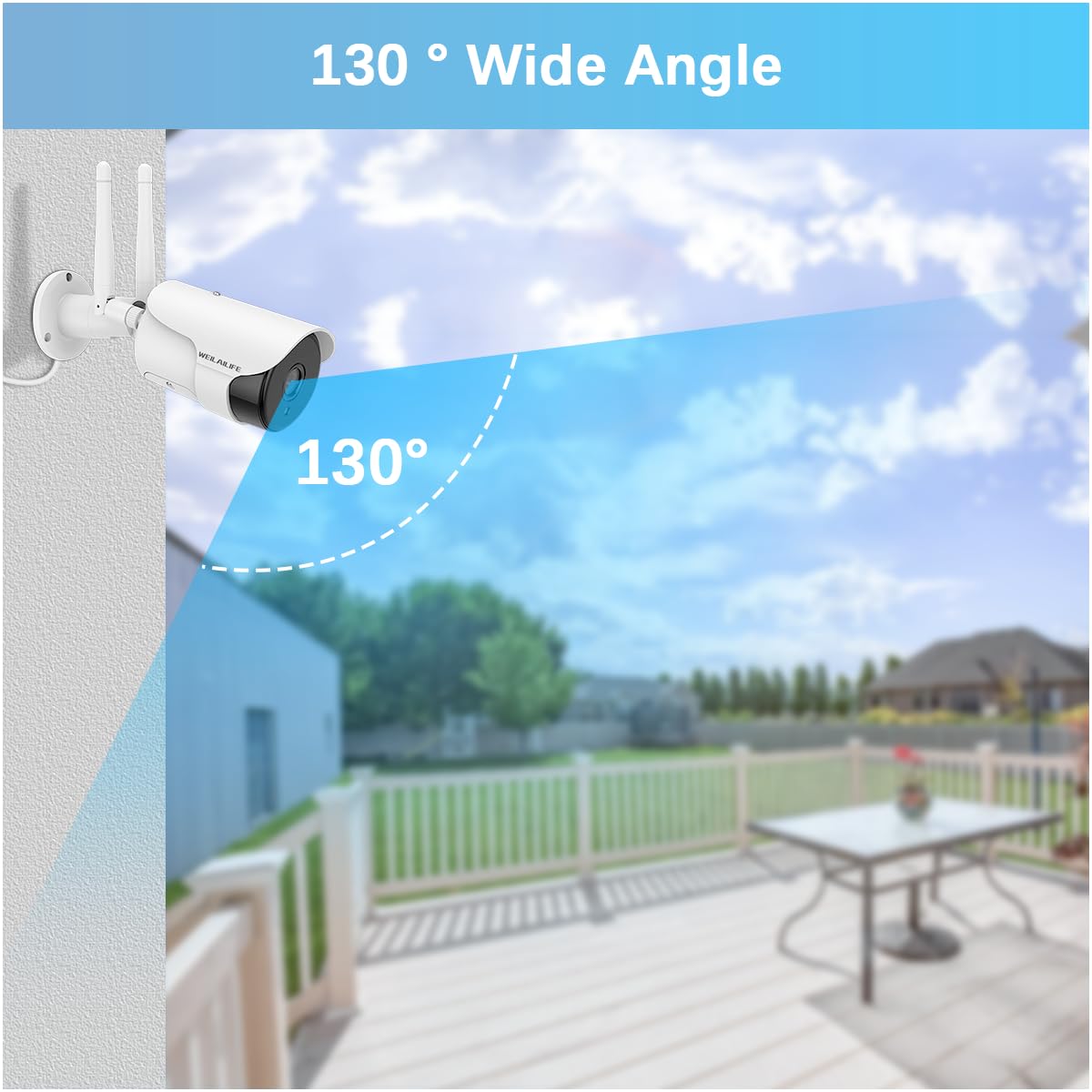 5MP Outdoor Wireless Security Camera System with 2-Way Audio - WiFi Video Surveillance for Home Security - Ideal for Monitoring Backyard, Front Door & Driveway