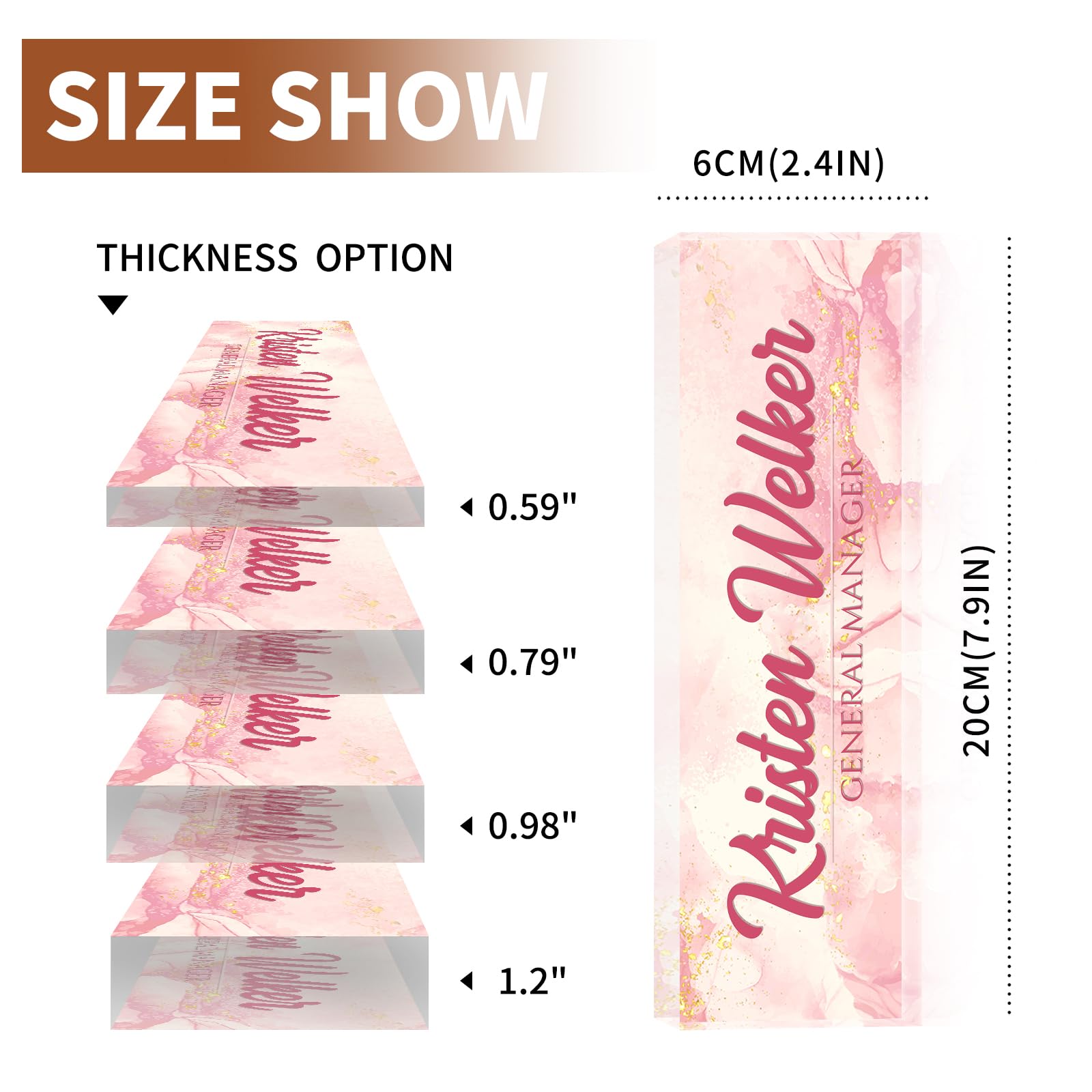 Personalized Acrylic Desk Name Plate - Custom Office Name Sign for Women & Men, Unique Desk Decor for Boss, Nurse, Teacher - Perfect Employee Appreciation Gift (Pink Coast) | Ideal for Office Decor, Workstation Organization & Professional Gifting