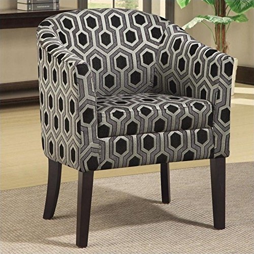 Hexagon Patterned Accent Chair - Modern Grey and Black Geometric Design for Living Room, Bedroom, or Office Decor