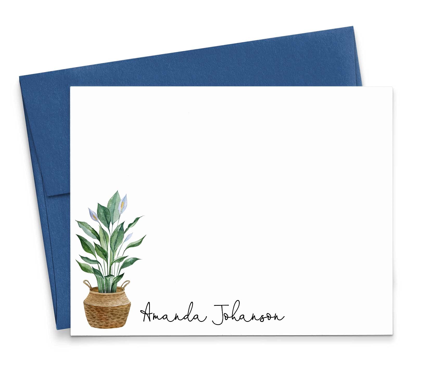 Personalized Greenery Stationery Set for Women - 20 Flat Note Cards & Envelopes - Plant-Themed Writing Paper - Custom Colors & Quantities - Perfect for Thank You Notes, Wedding Invitations & Gift Cards