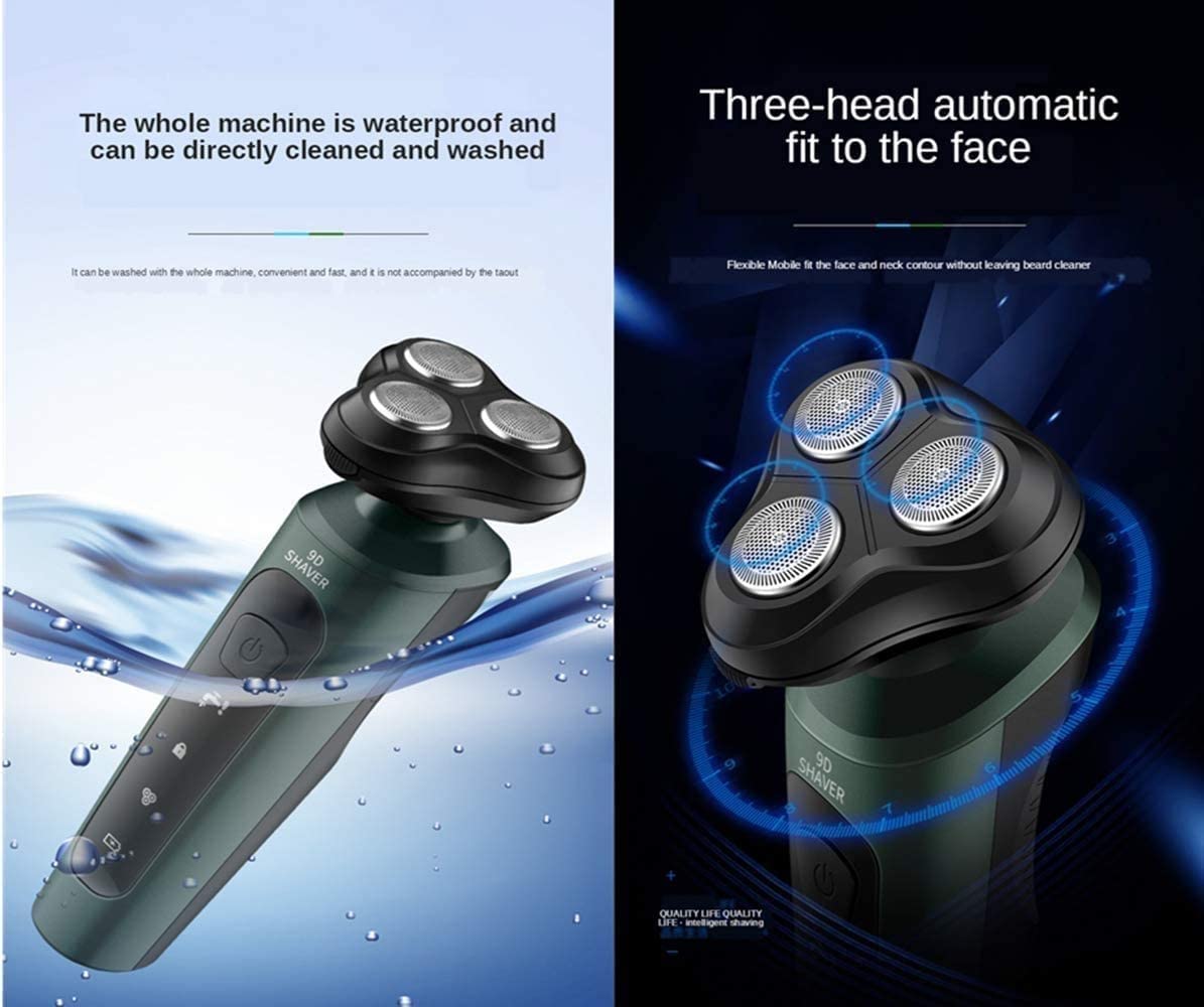 Men's Electric Shaver 4-in-1 - Waterproof Rotary Razor for Dry/Wet Shaving with USB Rechargeable Battery, Nose Trimmer & Facial Brush - Perfect for Travel, Home & Gym Use
