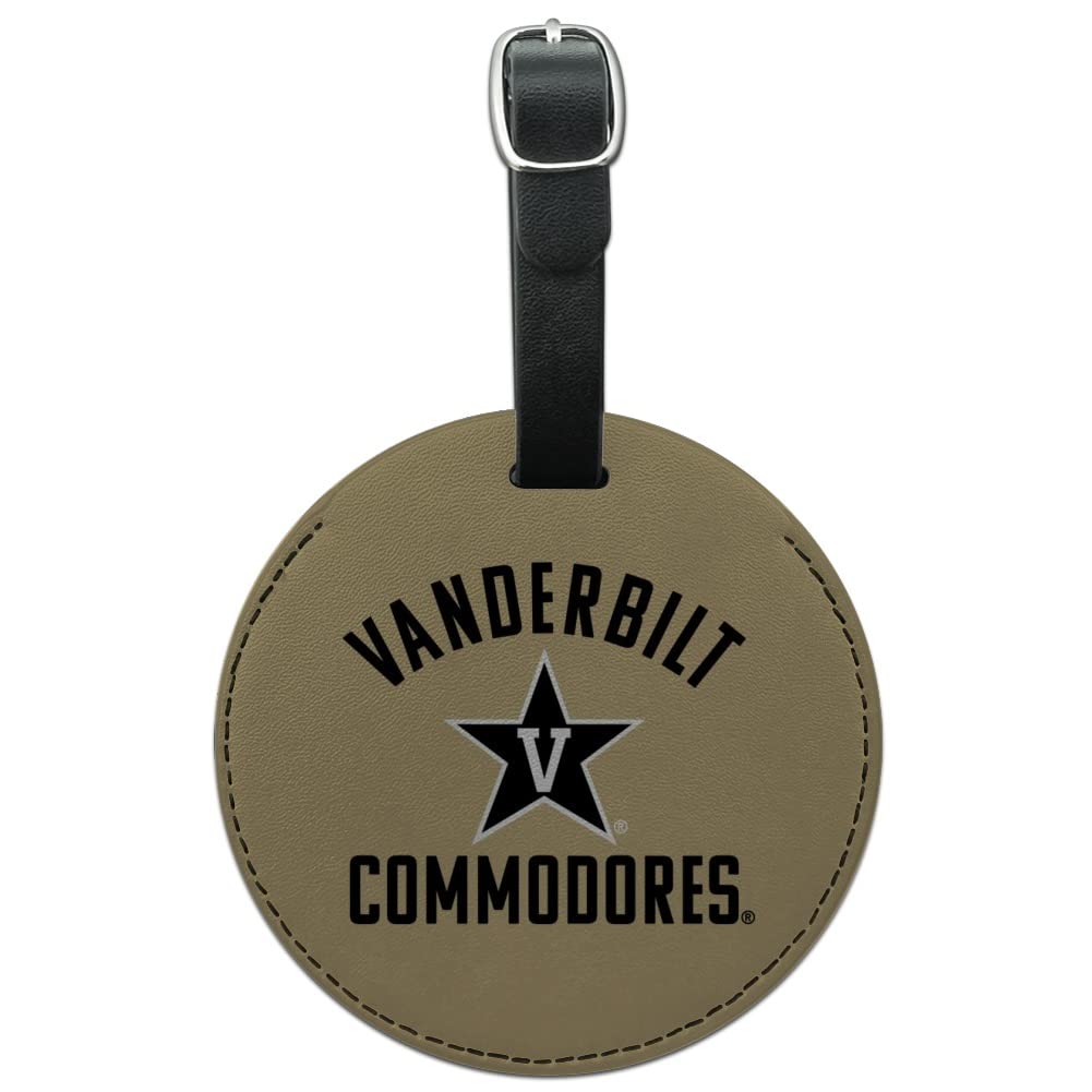 Vanderbilt University Commodores Leather Luggage Tag - Round Carry-On ID Card Holder for Travel Bags - Perfect for Suitcases, Backpacks & College Campus Use