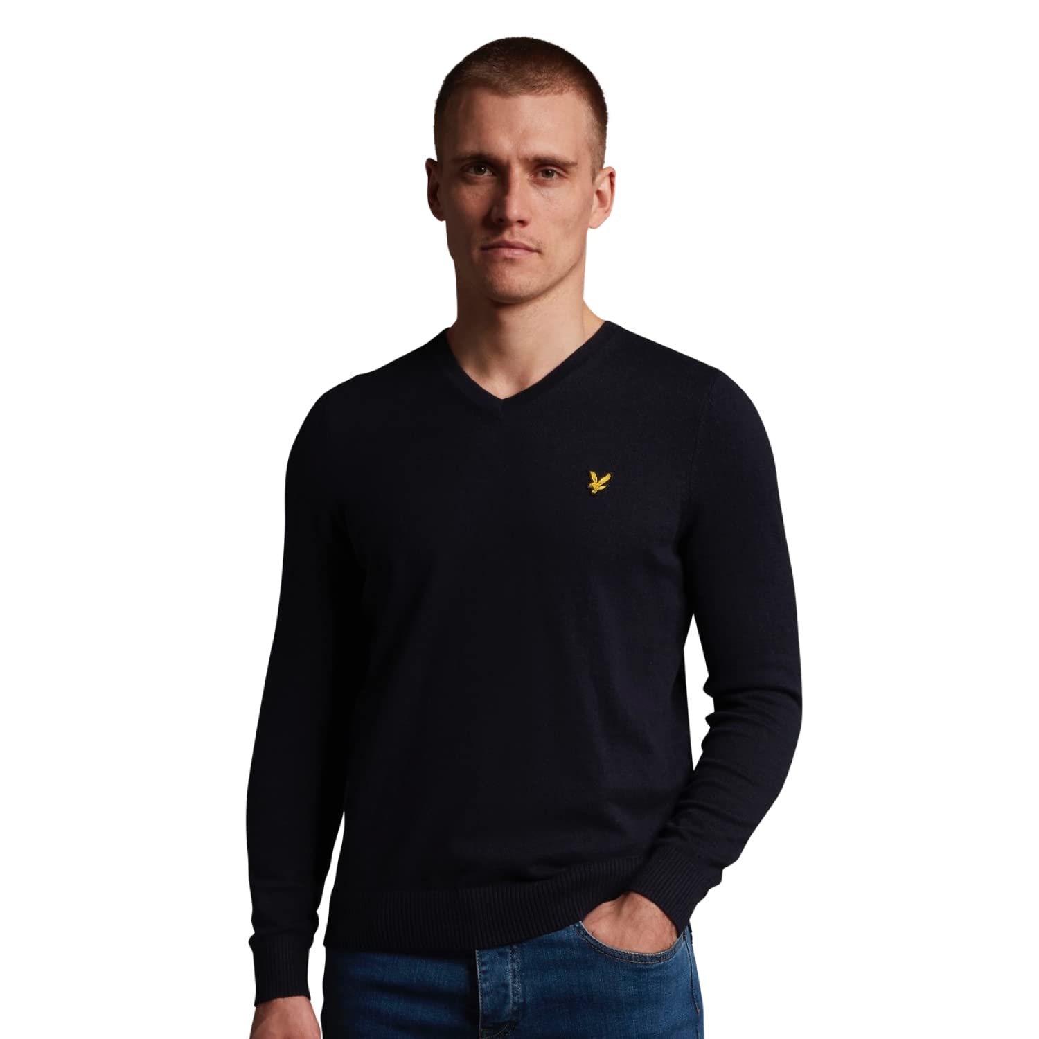 Lyle and Scott Men's V-Neck Cotton Merino Wool Sweater - Soft & Warm Casual Knitwear for Fall & Winter Outfits
