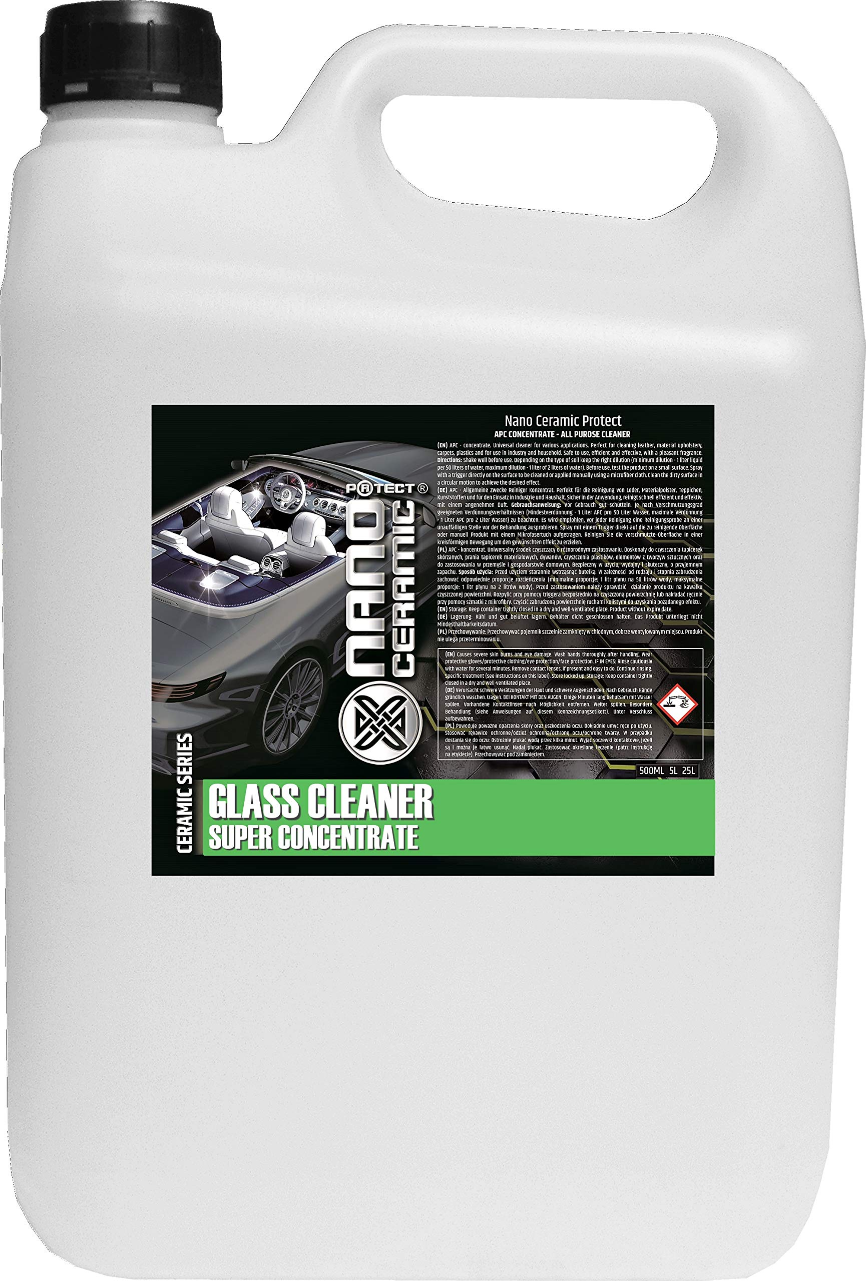 Premium Glass Cleaner Spray (5L) - Streak-Free, Ammonia-Free Formula for Windows, Mirrors & Glass Surfaces - Ideal for Home, Office & Car Cleaning