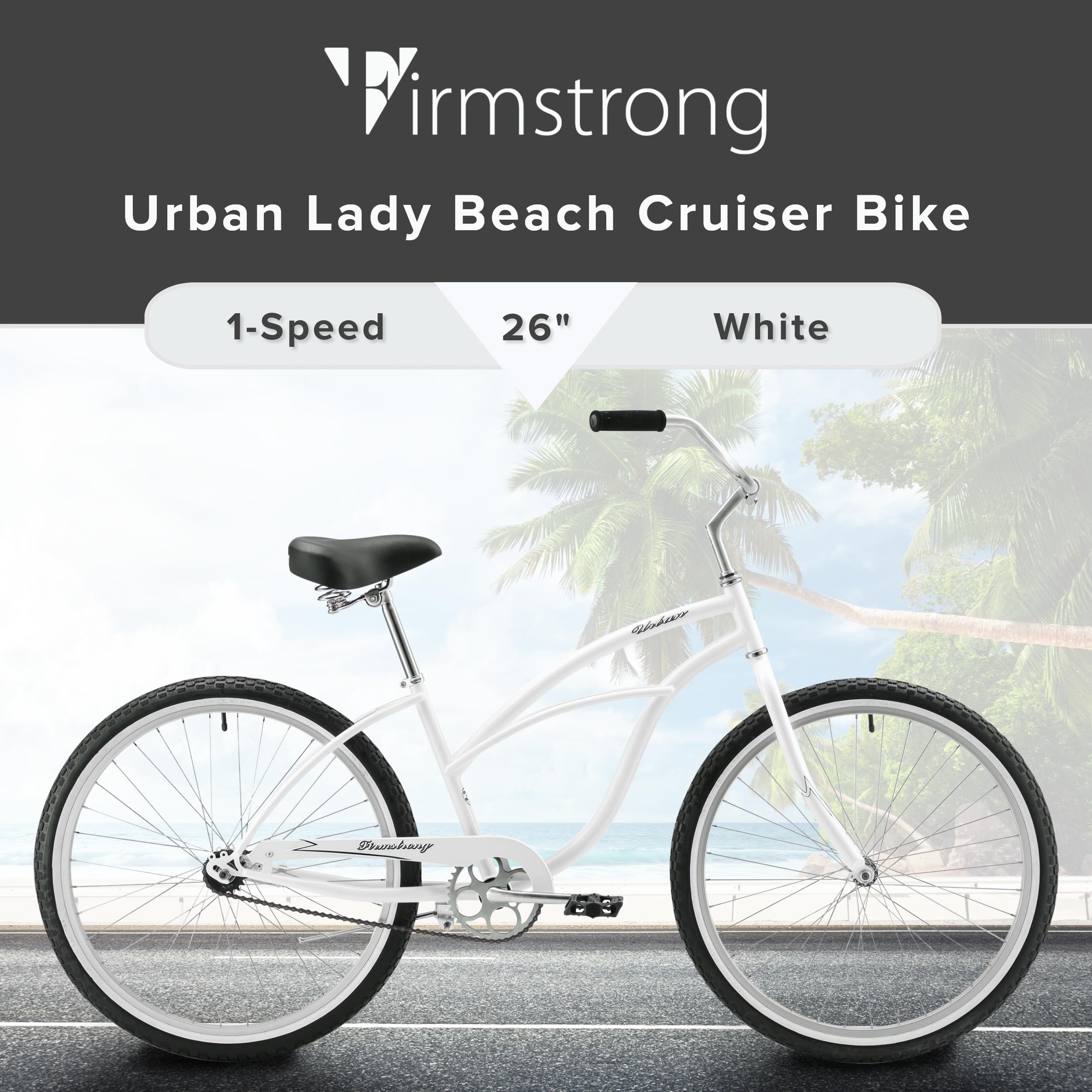 Firmstrong Urban Lady Beach Cruiser Bike - Comfortable Women's Bicycle for Leisure Riding, Commuting & Beach Cruising | Perfect for Coastal Rides, City Commutes & Weekend Adventures