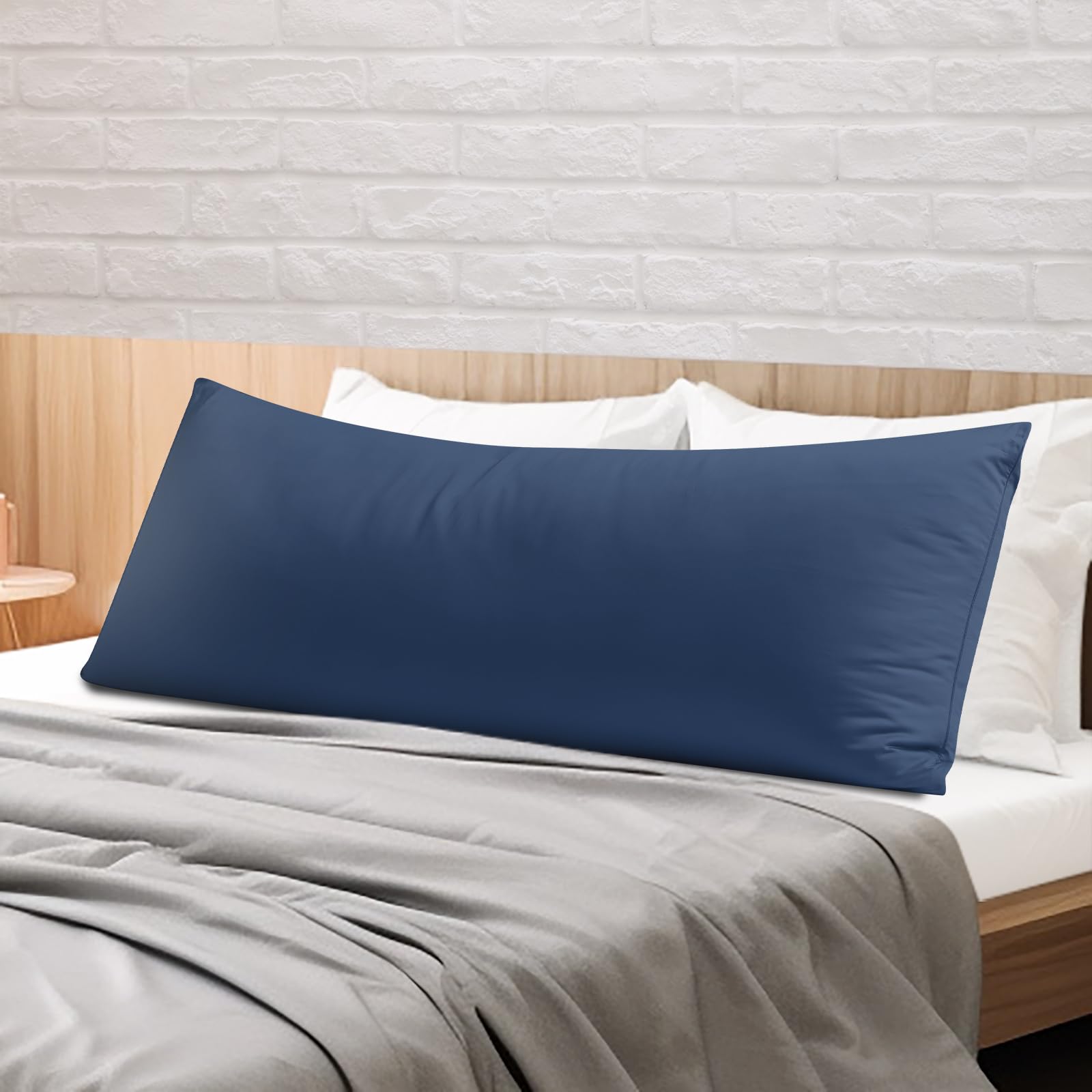 Premium 100% Egyptian Cotton Body Pillow Cover - 20x54 Inches, 600 Thread Count Cooling Pillowcase with Zipper for Adults | Navy Blue Sateen Weave Bed Pillow Protector | Perfect for Pregnancy Support, Back Pain Relief & Side Sleepers