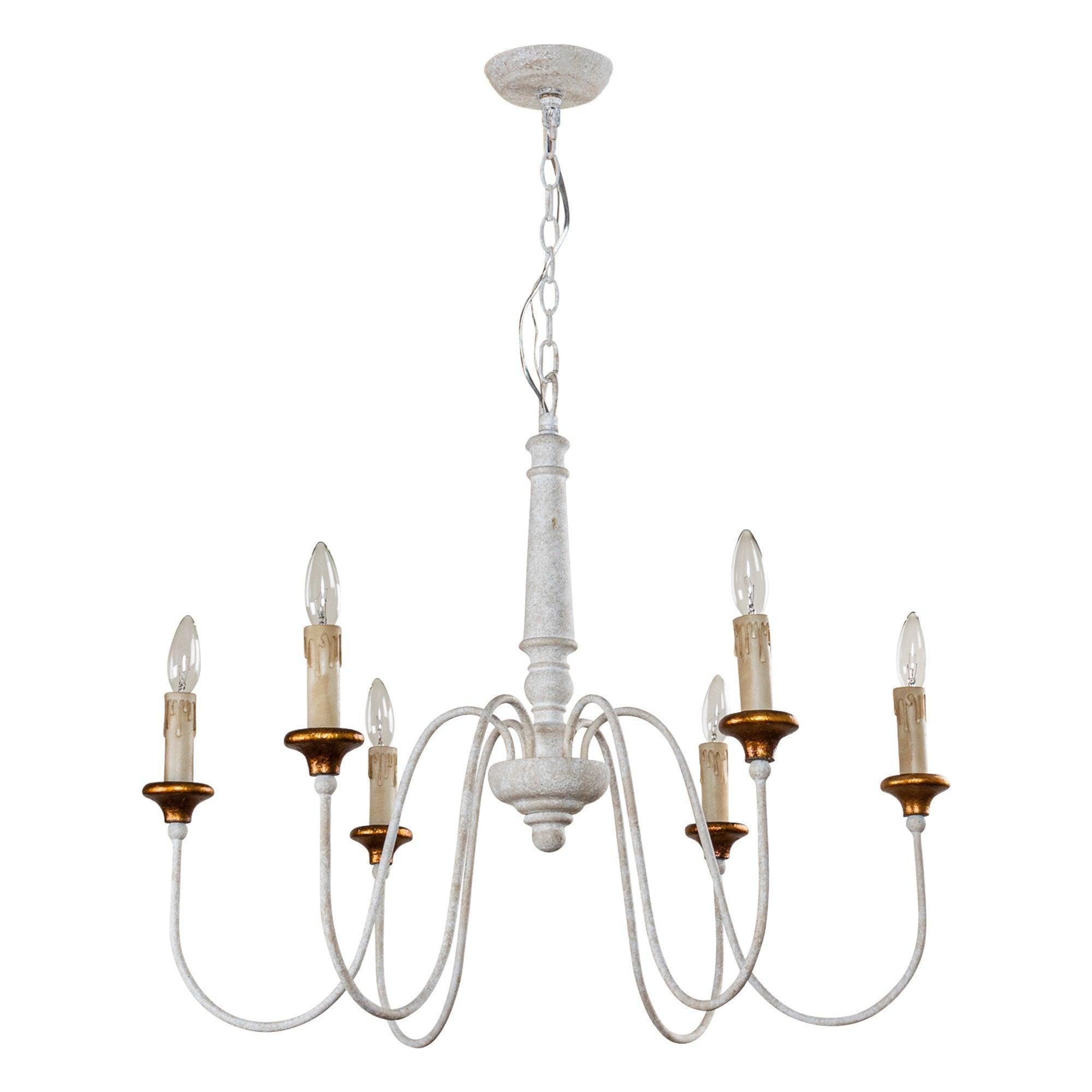 6-Light French Country Candle Style Chandelier in Distressed Finish - Rustic Farmhouse Lighting for Dining Room, Bedroom, or Entryway