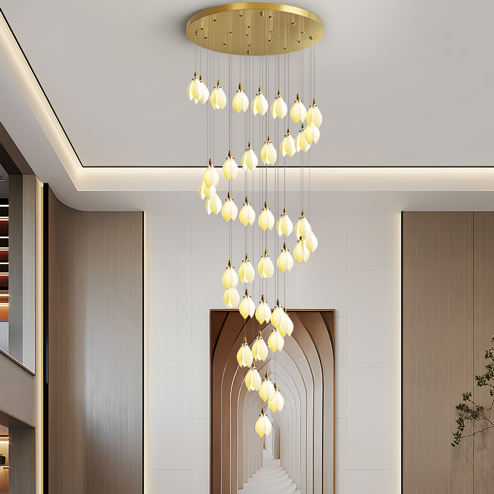 Astralis Bloom Stairs Chandelier - Modern Crystal Ceiling Light Fixture for Living Room, Dining Room, Bedroom & Staircase Decor