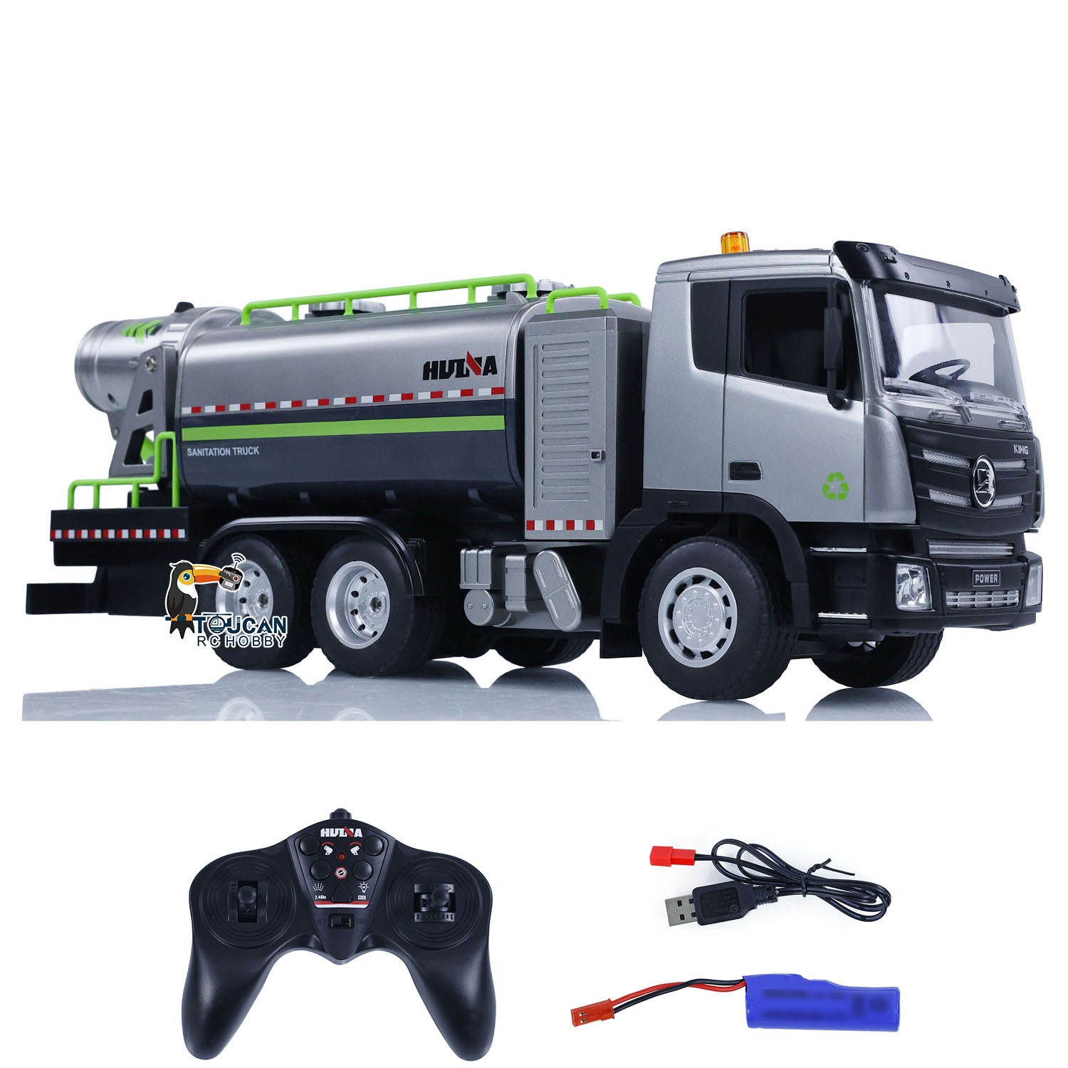 1/18 HUINA 1316 RC Spray Fog Cannon Remote Control Truck - 9CH Electric Car Hobby Model Toy for Kids & Adults | Construction Site, Farm & Outdoor Play Vehicle