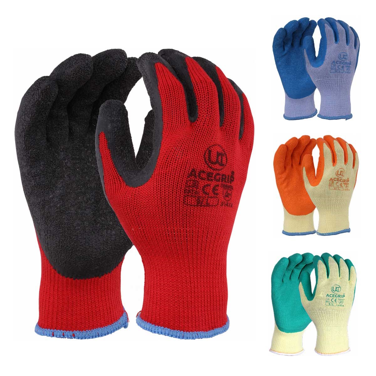AceGrip RP Premium Latex Safety Gloves - Retail Packed - Durable & Comfortable for Cleaning, Food Handling & Industrial Work