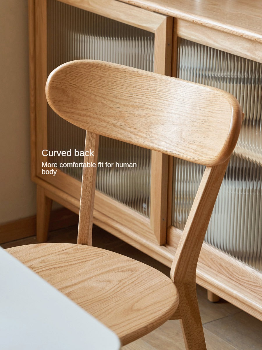 Solid Wood Dining Chair with Curved Backrest - Oak, Cherry, Beech Wood Options - Perfect for Kitchen, Dining Room & Restaurant Seating