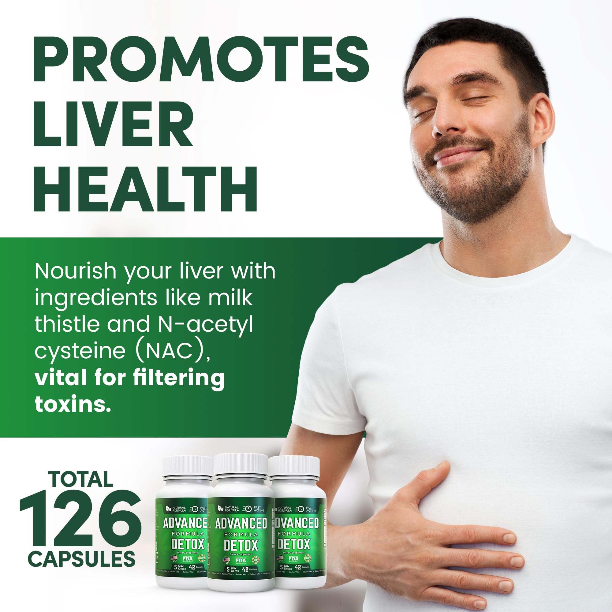 Natural Detox Cleanse Supplement with Milk Thistle & Licorice Powder - Advanced Body Detox for Women & Men - 126 Capsules (3 Pack) for Liver Support & Digestive Health - Perfect for Post-Holiday Cleanse & Wellness Routine