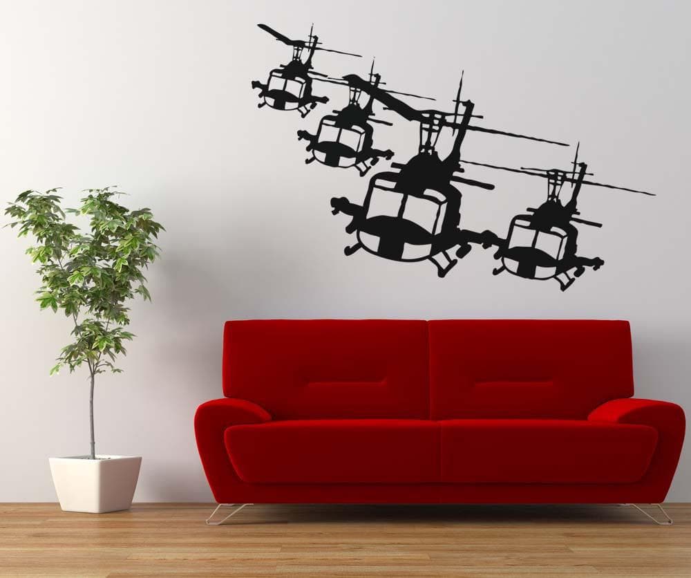 Vinyl Wall Decal Sticker - Helicopter Fleet Design #OS_AA1653 | Removable Home Decor for Kids Room, Nursery, Office & Dorm