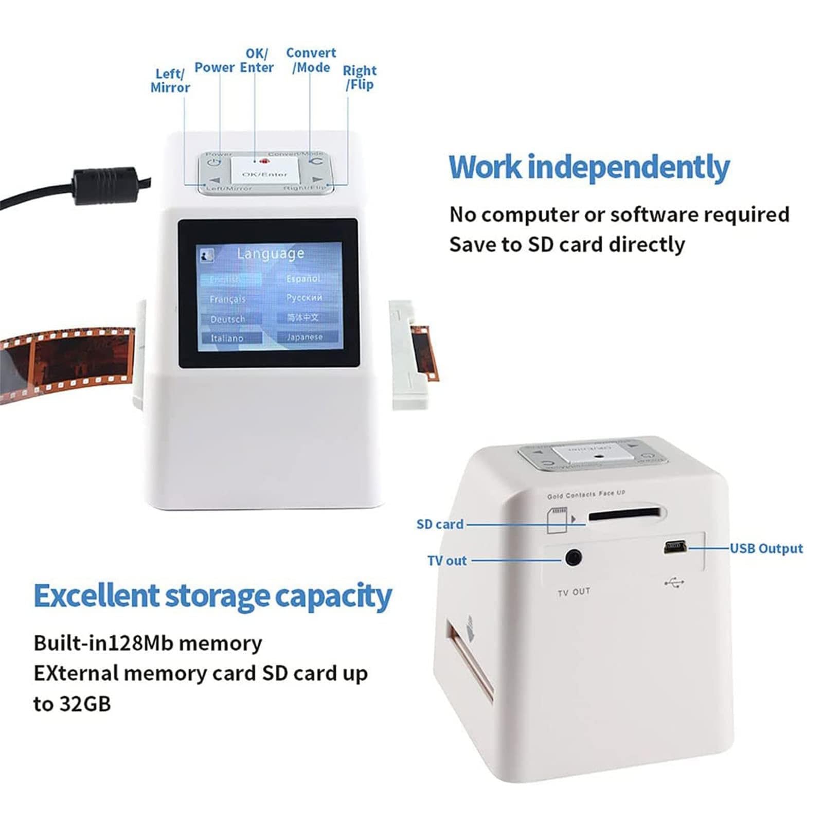 22MP Film Slide Scanner with 2.4