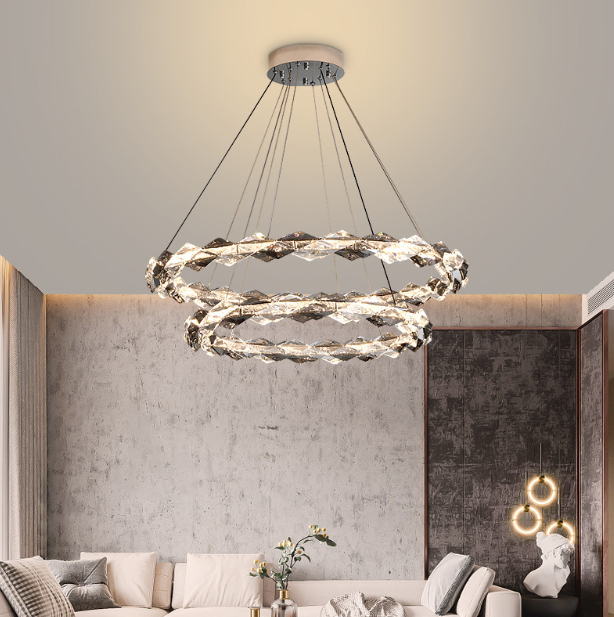 Modern LED Crystal Chandelier Ring Pendant Light - Elegant Luxury Lighting for Dining Room, Bedroom, and Living Room Decor