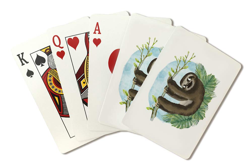 Sloth & Ferns Whimsical Watercolor Playing Cards - 52 Poker Size Deck with Jokers - Perfect for Game Nights, Gifts & Collectors