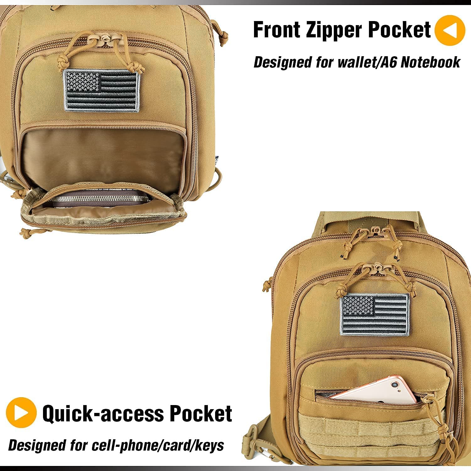 Small Tactical Range Bag for 2 Pistols & Concealed Carry Sling Bag (Tan) - Lockable Zippers, Durable Nylon, Compact Design - Perfect for Shooting Range, Outdoor Training & CCW