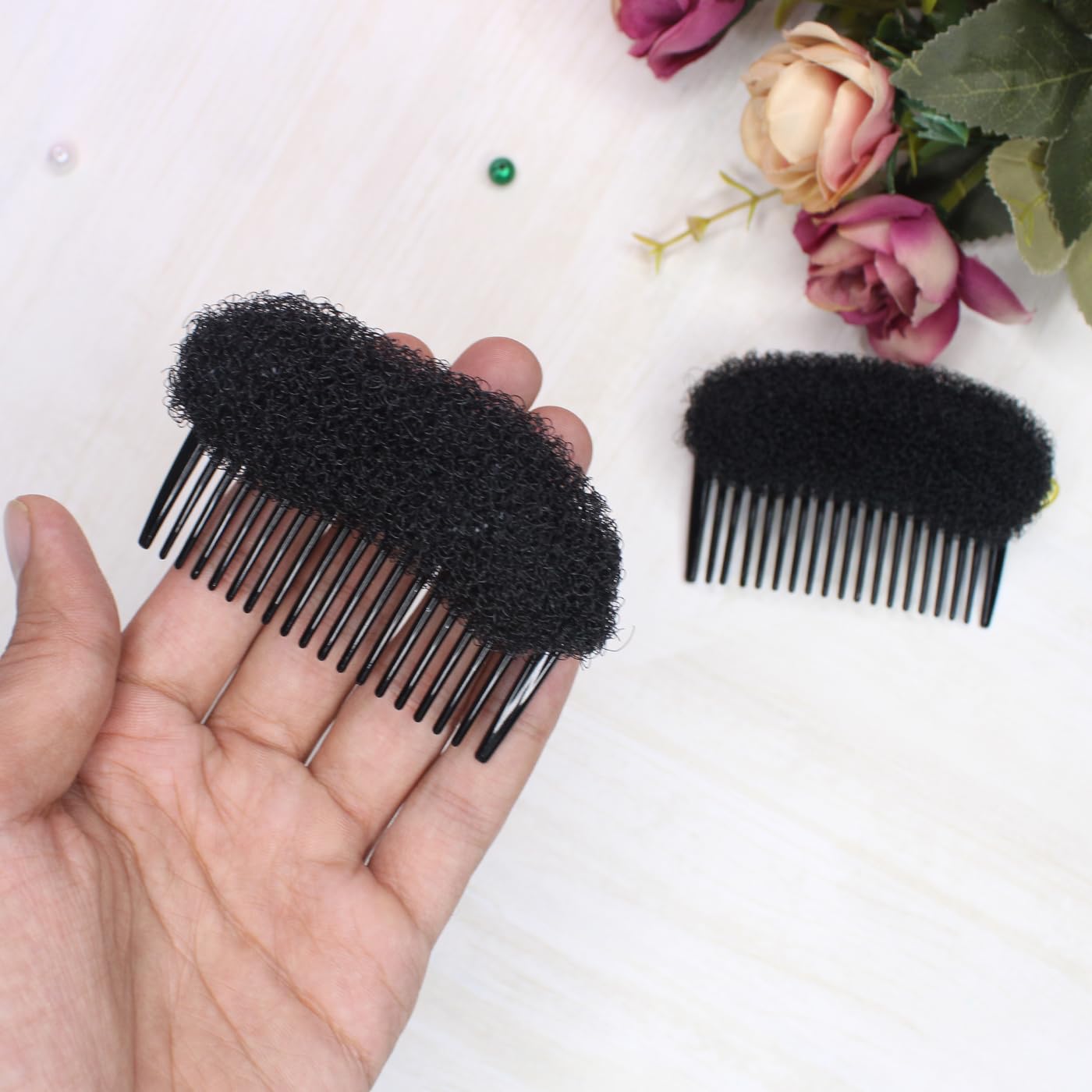 2-Piece Puff Donut Hair Bump Insert with Comb - Volumizing Hair Styling Accessories for Women & Girls | Perfect for Updos, Ponytails & Special Occasions