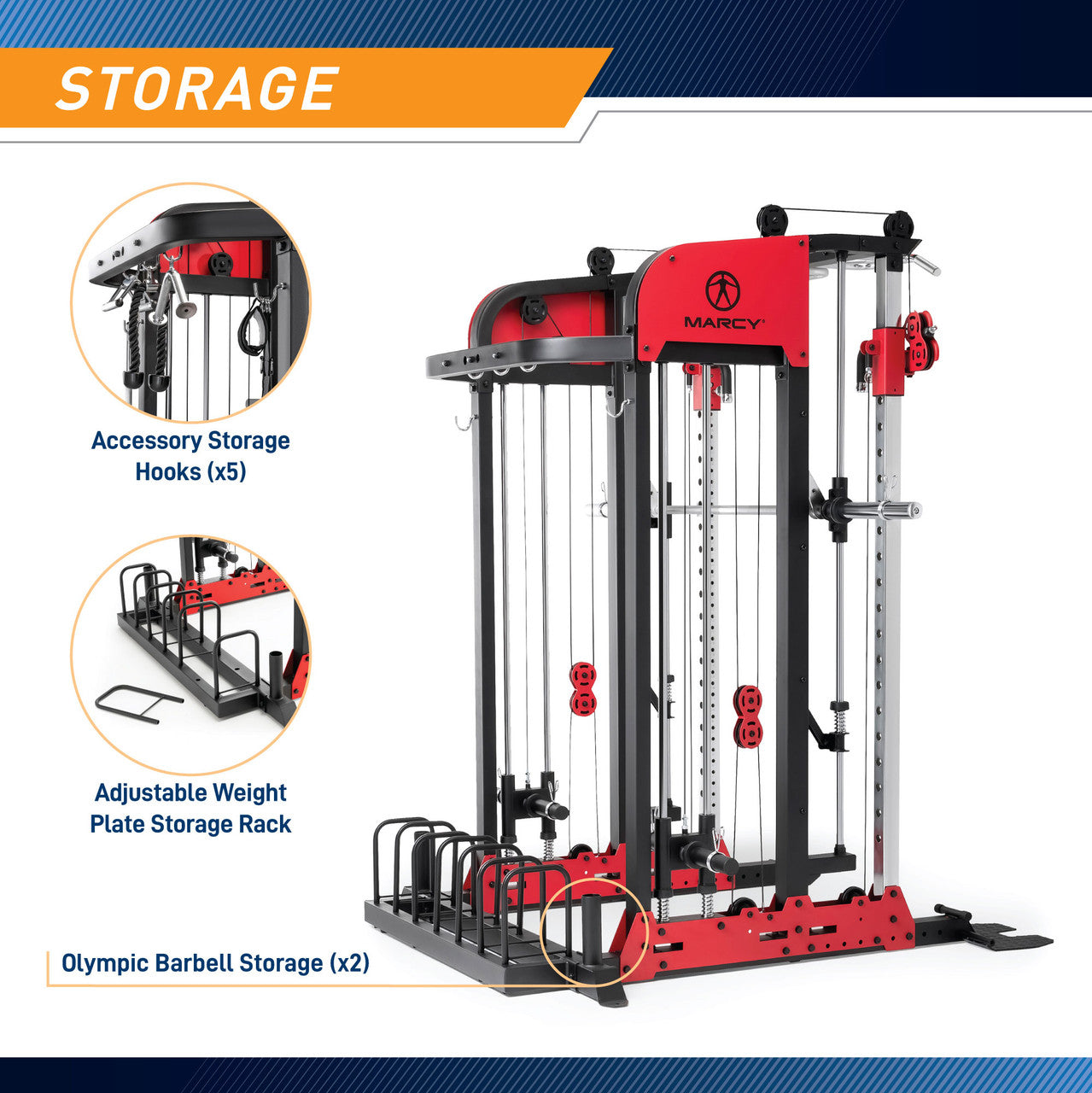Marcy Pro Deluxe Smith Cage Home Gym System SM 7553 - Full Body Workout Equipment for Strength Training - Perfect for Home Gym & Personal Fitness Studio