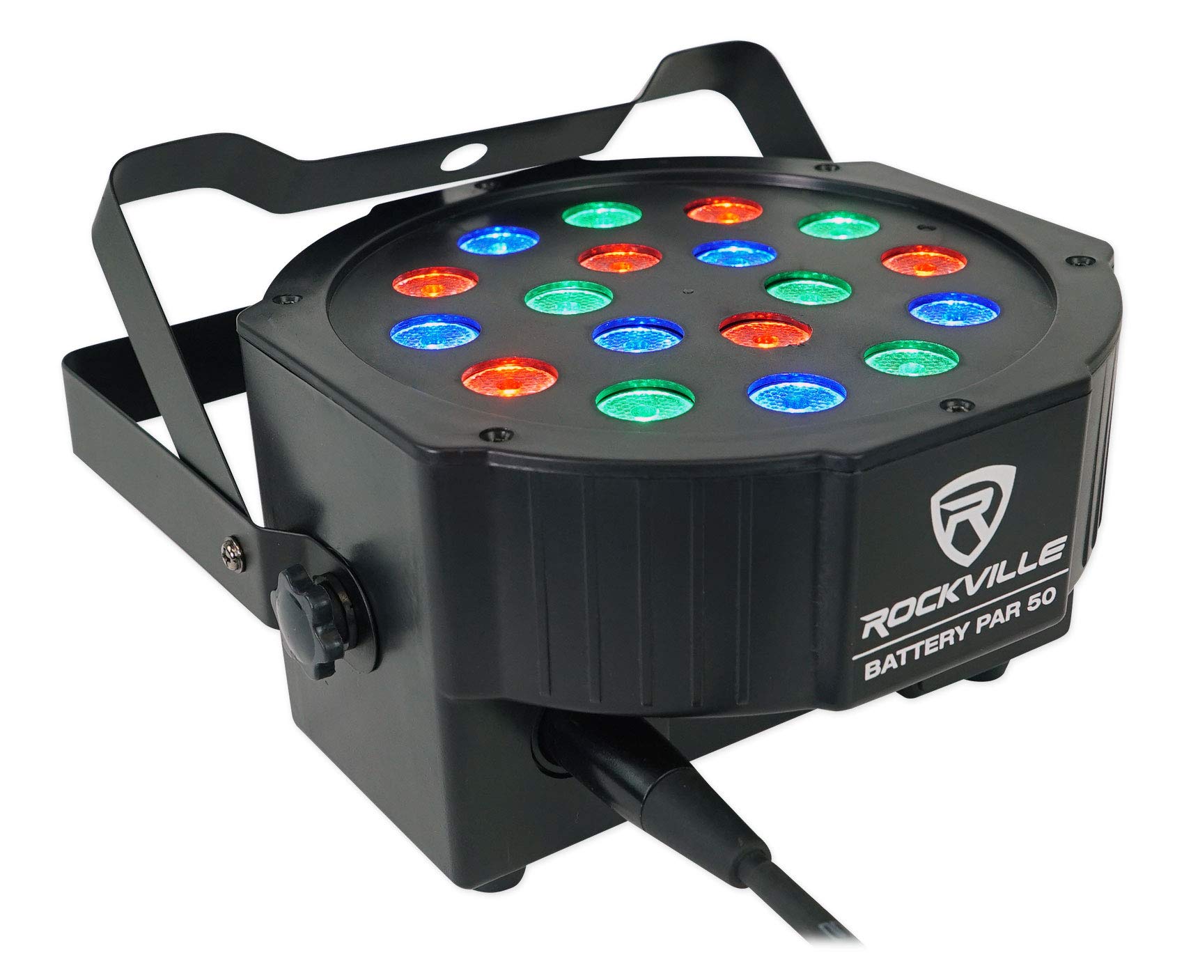 Rockville PAR 50 Rechargeable LED DMX DJ Lights with Remote - 3 Pack Professional Battery-Powered Uplighting for Weddings, Clubs, and Stage Performances