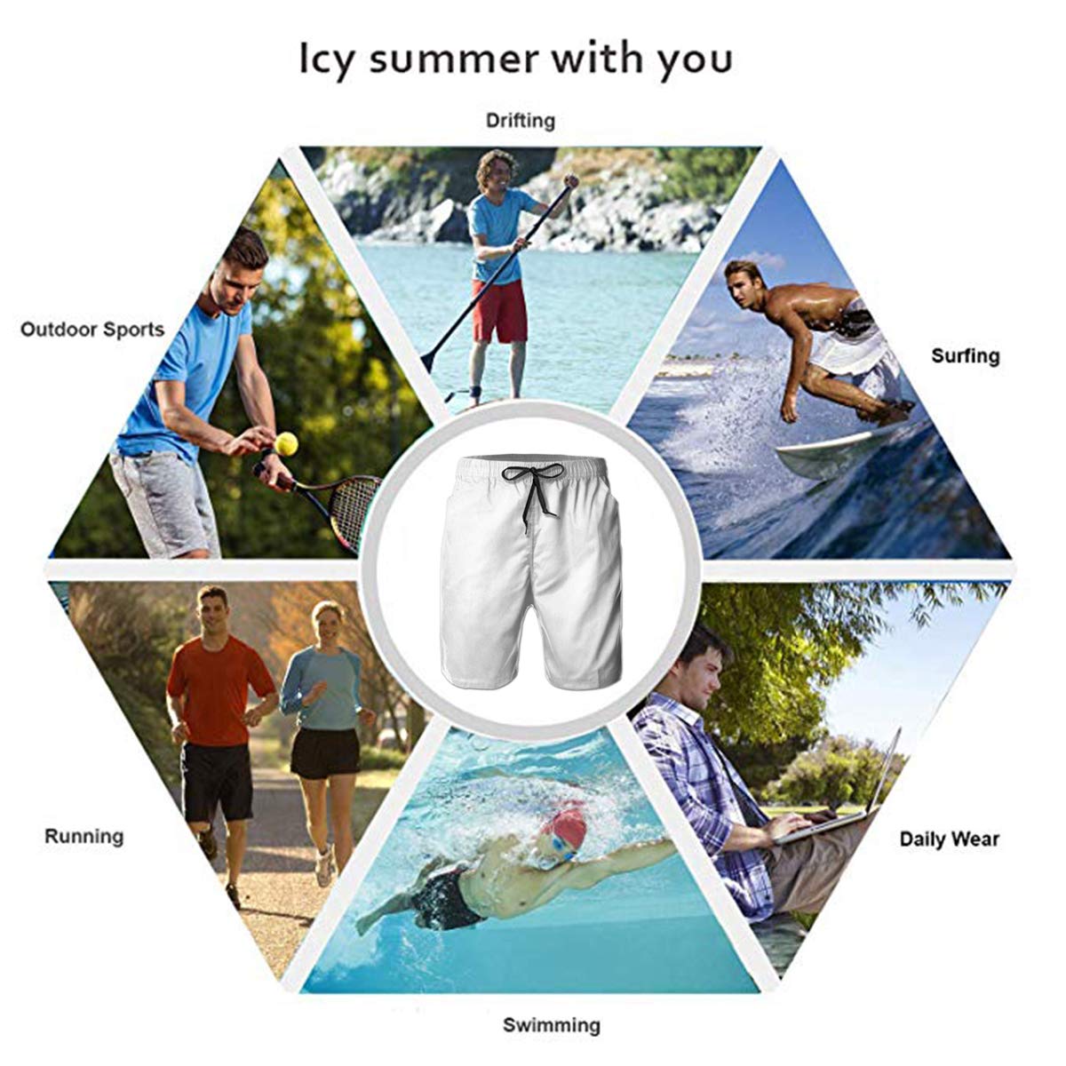 Men's Quick Dry Casual Beach Swim Trunks - Black & White Cow Print - Large Size - Perfect for Swimming, Surfing, and Summer Vacations