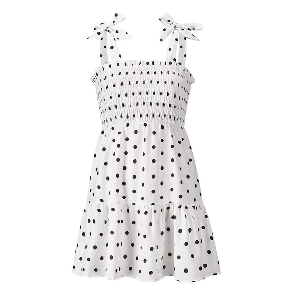Lainthesnow Women's Summer Mini Slip Dress - Strappy Backless Ruffle Polka Dot Beach Dress for Vacation, Pool Party & Date Night