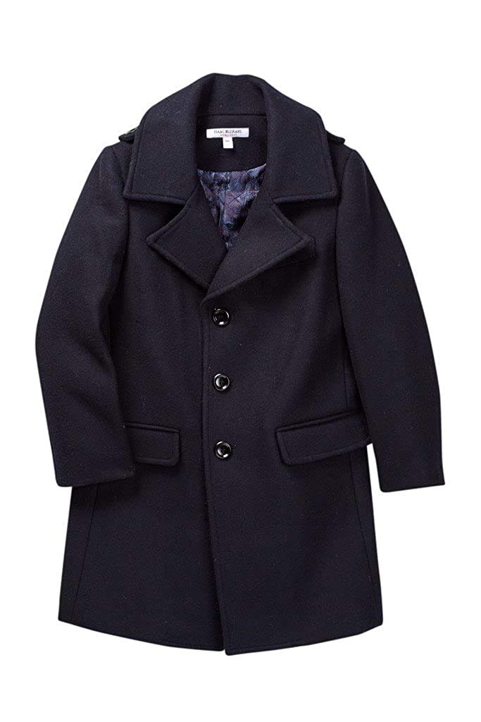 Isaac Mizrahi Boys' Wool Single-Breasted Overcoat with Epaulets - Classic Winter Coat for Kids in Multiple Colors | Perfect for School, Parties & Formal Occasions