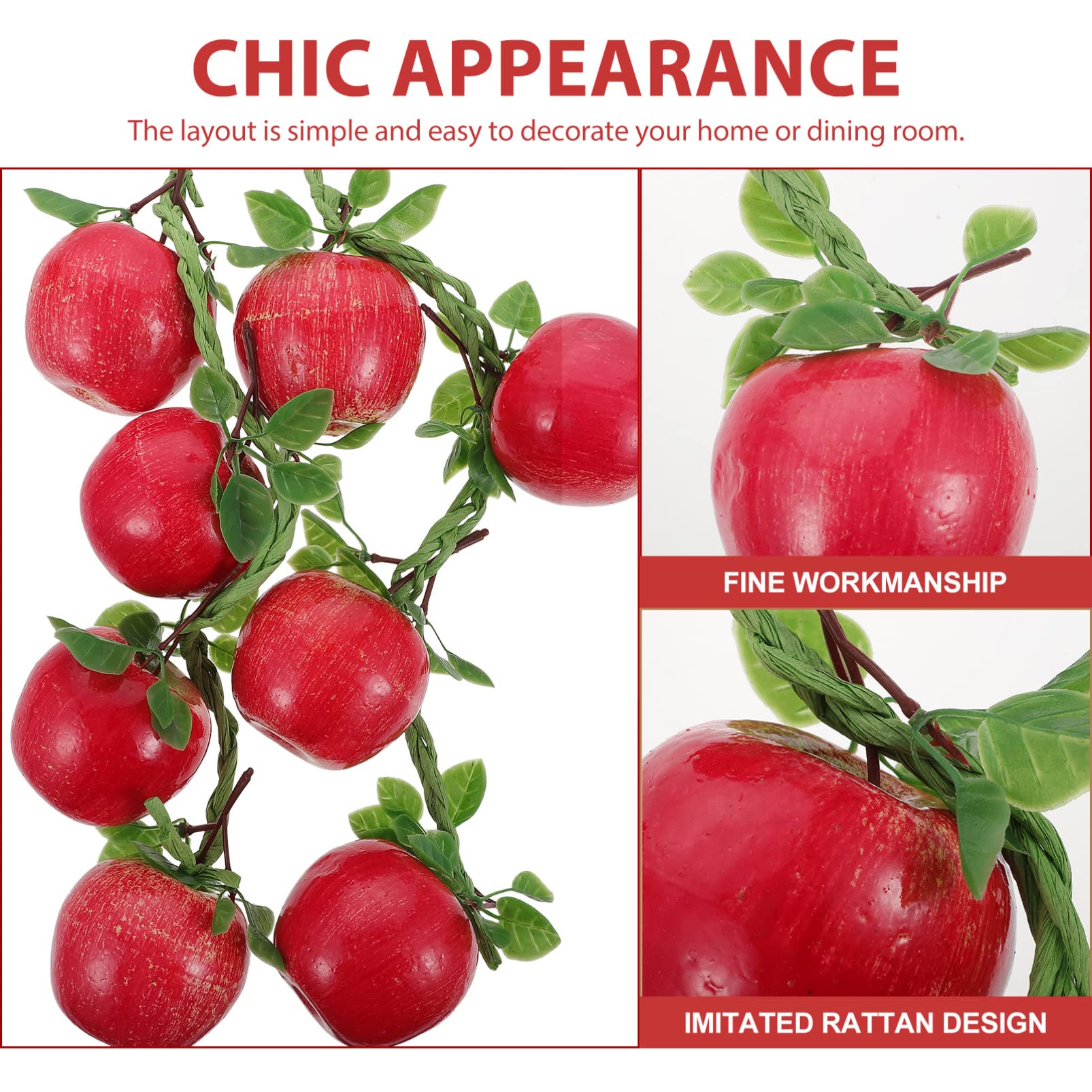 TOYANDONA Artificial Fruit Garland - 2 Pack Realistic Fake Fruit Decor for Kitchen, Farmhouse & Home | Hanging Ornament, Photography Props & Wall Decor | Perfect for Wedding, Party & Seasonal Displays