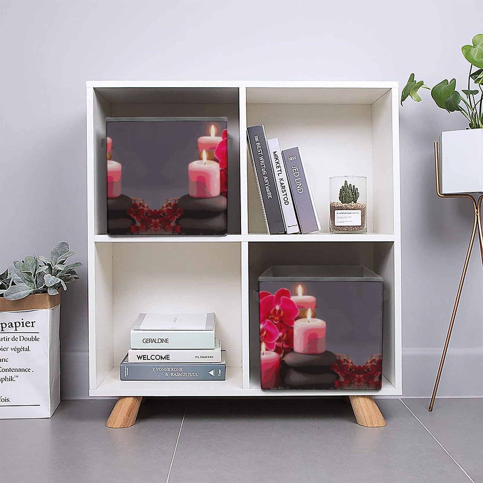 Foldable Storage Bins with Handles - Cube Organizer Box for Clothes, Toys & Home Organization | Perfect for Cabinet, Shelf & Closet Storage (Orchid Stone Red) - Ideal for Bedroom, Nursery & Office Organization