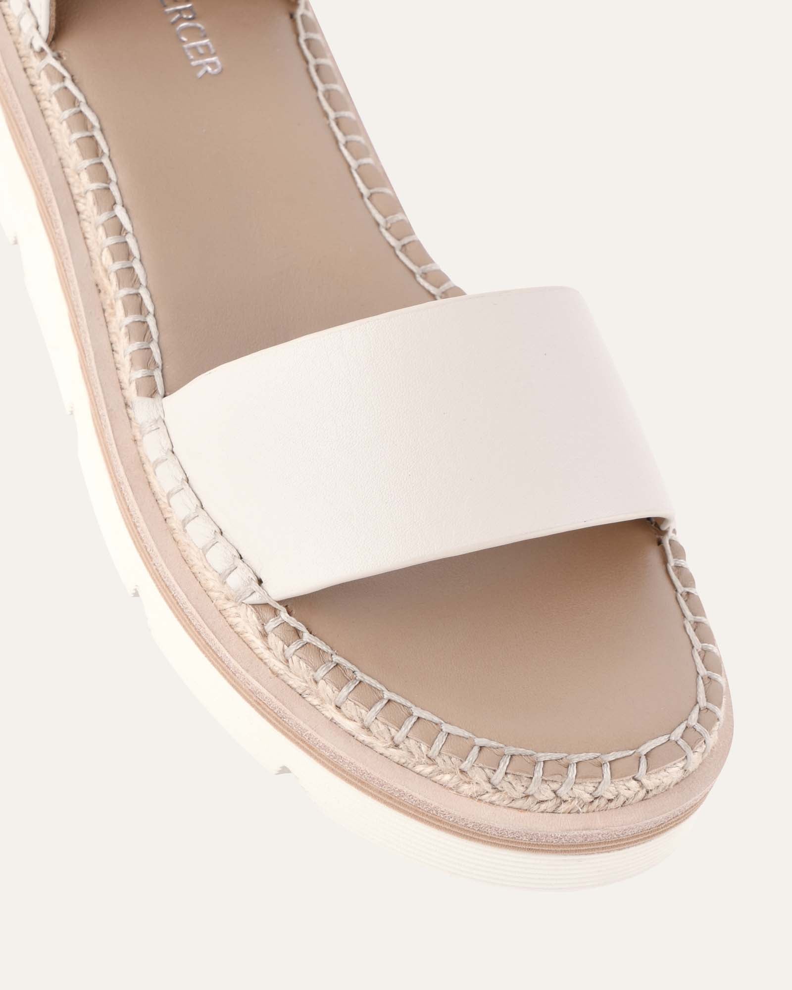 IVY Flat Sandals Off White Leather - Comfortable Women's Summer Shoes for Beach, Vacation & Casual Outfits