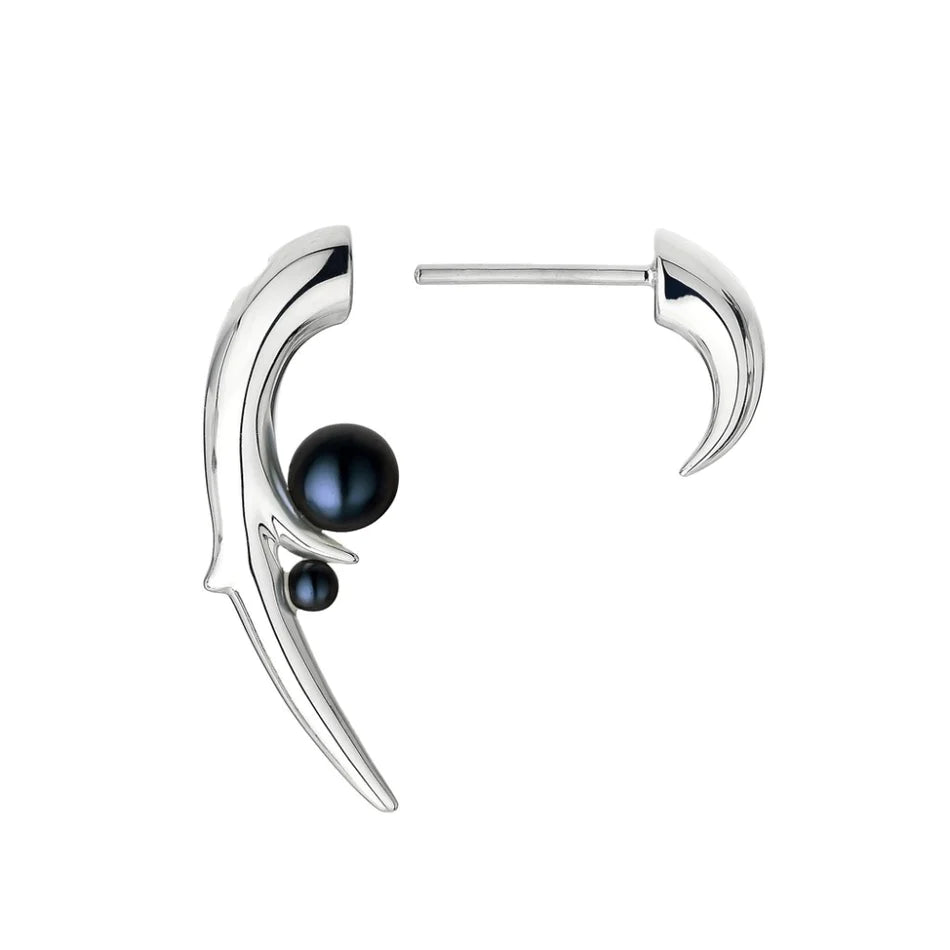 Elegant Black Pearl Earrings for Women - Hooked Design, Perfect for Parties, Weddings & Special Occasions