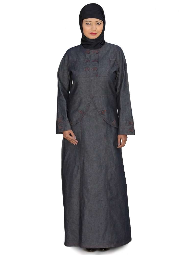 Stylish Women's Denim Abaya Dress - Modest Islamic Fashion for Everyday Wear & Special Occasions