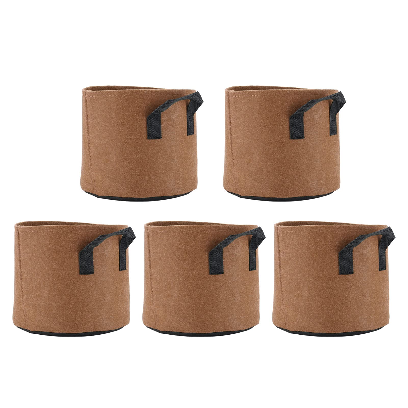 Entatial 3 Gallon Non-Woven Plant Grow Bags - 5 Pack Eco-Friendly Planters with Handles for Balcony, Garden, Greenhouse & Outdoor Planting (Khaki) - Perfect for Vegetables, Flowers & Herbs