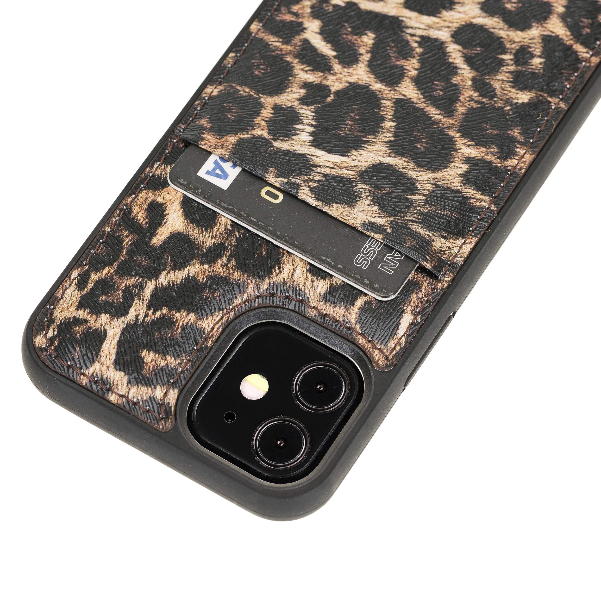 Venito Capri Leather Wallet Case for iPhone 12 Mini (5.4 inch) - RFID Blocking Protective Phone Cover with Padded Back & Leopard Print Design | Perfect for Everyday Use, Travel, and Secure Card Storage