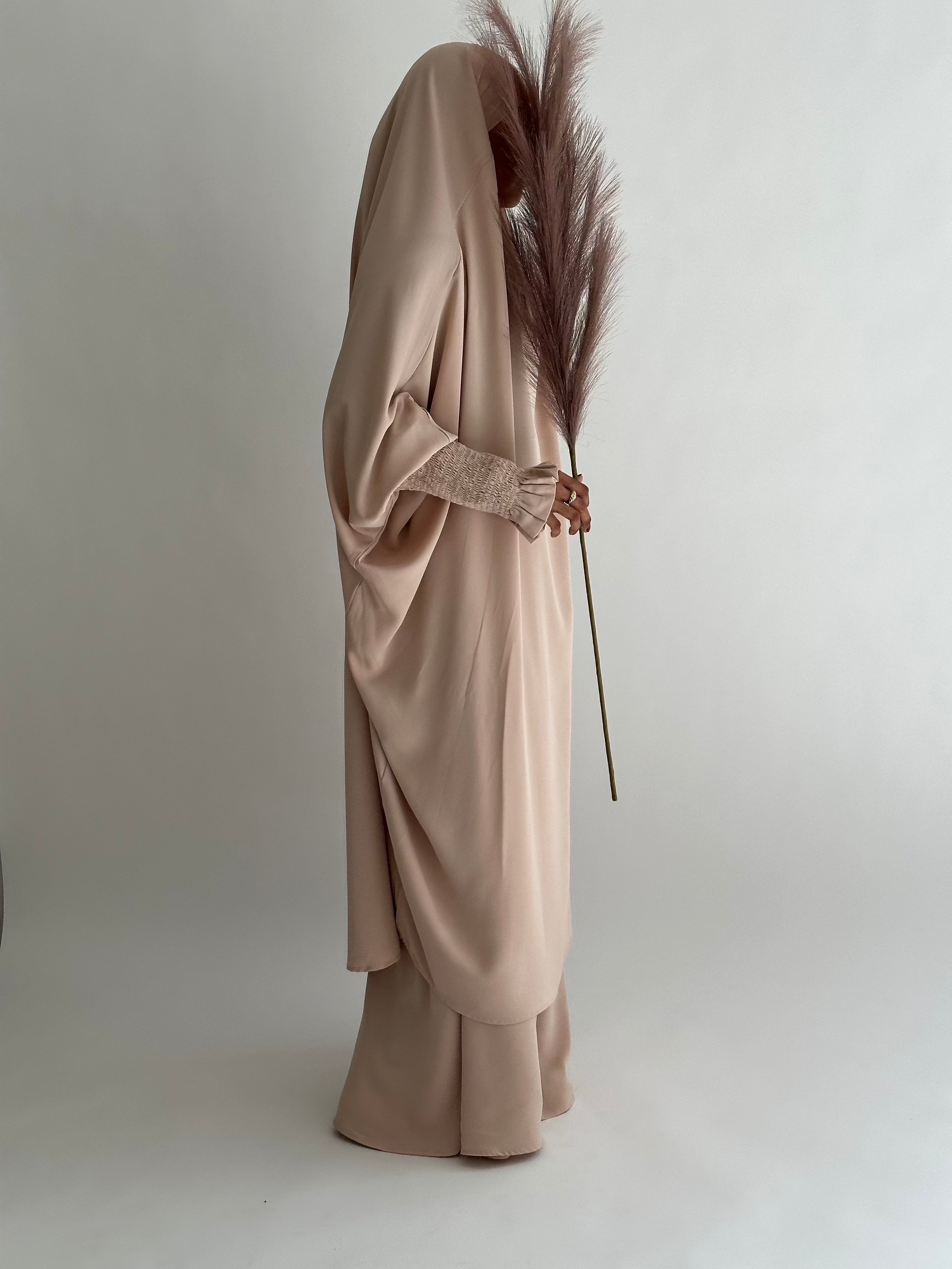 Premium 2-Piece Medina Jilbab in Cream - Modest Muslim Prayer Dress for Women, Perfect for Daily Wear & Islamic Occasions
