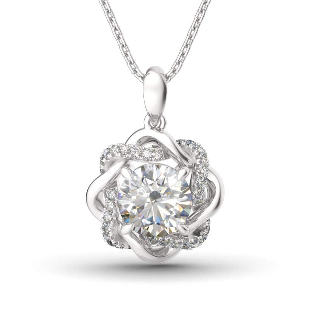 Jeulia S925 Sterling Silver Flower Necklace with White Diamond Pendant - Elegant Long Hollow Chain for Women, Perfect Mother’s Day & Valentine’s Day Jewelry Gift - Ideal for Weddings, Anniversaries and Special Occasions