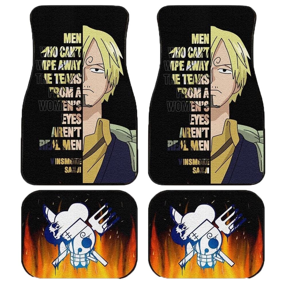 BOYIDAI 4Pcs All-Weather Floor Mats for Cars, SUVs & Vans - Waterproof Short Plush Carpet with Anime Design - Front & Second Row Interior Auto Accessories (Color: B) - Perfect for Daily Commute, Road Trips & Car Enthusiasts
